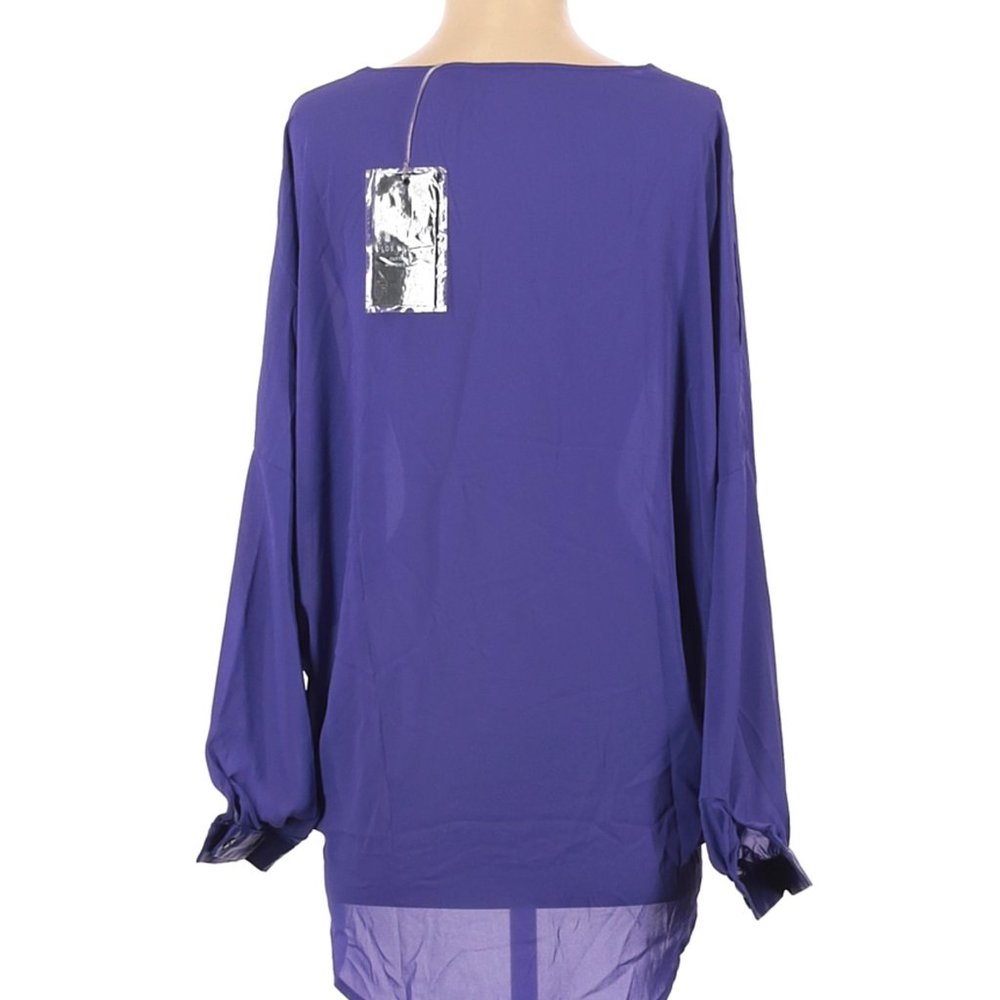 NWOT TOV Purple Faux Leather Trim Cold-Shoulder Wrap Blouse Size 40 (L/XL) - Picture 2 of 7